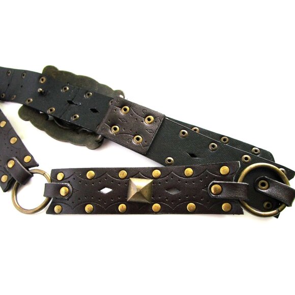 Brown Women's Western Belt - Faux Leather - Rhinestone Carved Buckle - 36 inches - Picture 7 of 10